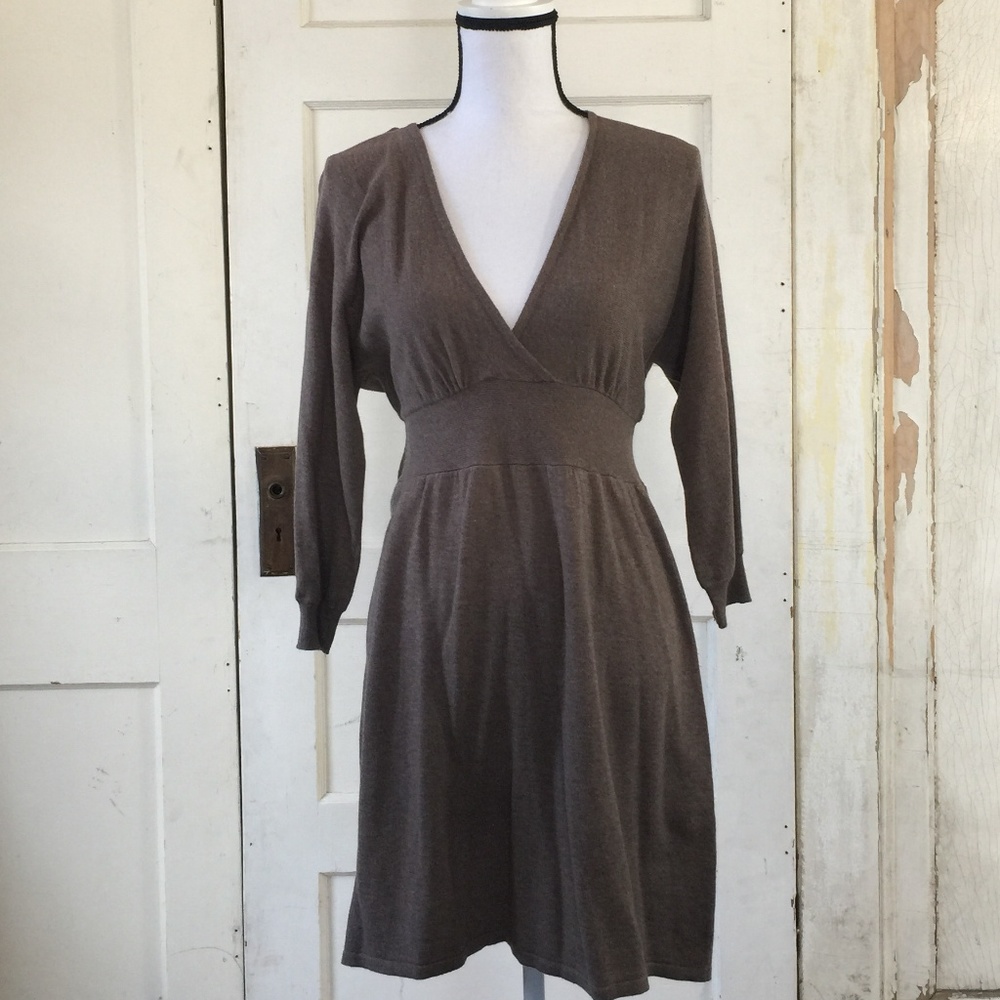 Express Brown Long Sleeve Dress